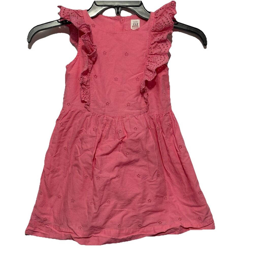 Baby‎ Gap Girls Flutter Sleeve Eyelet Dress 4 Years 4T Pink Sleeveless Summer
